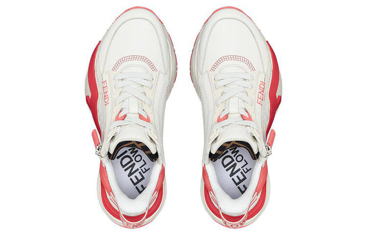 Кроссовки женские Fendi Flow FF Motif Low, бело-розовый — фото 3