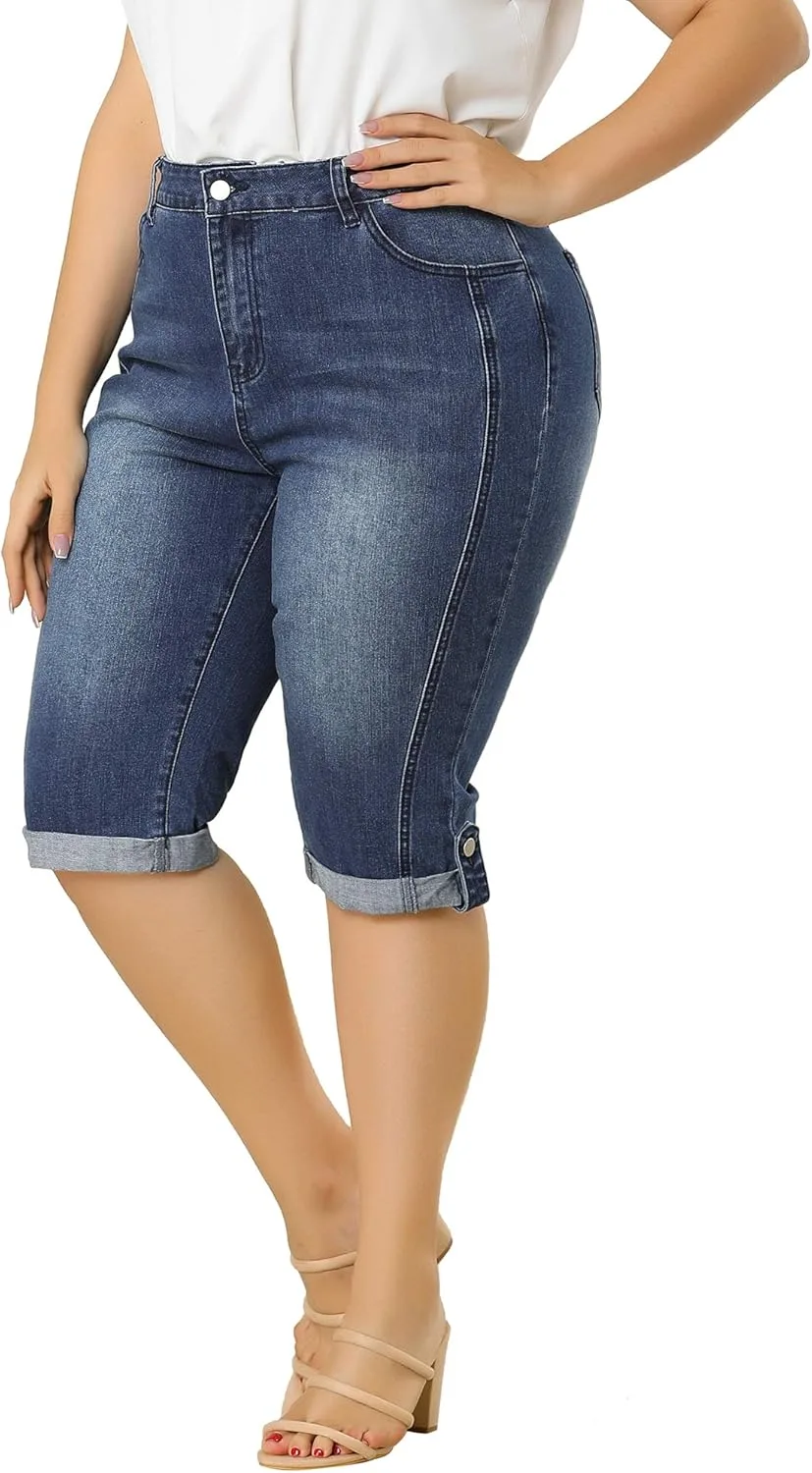 

Джинсы-капри Agnes Orinda для женщин plus size, mid-rise, curvy, stretch, skinny