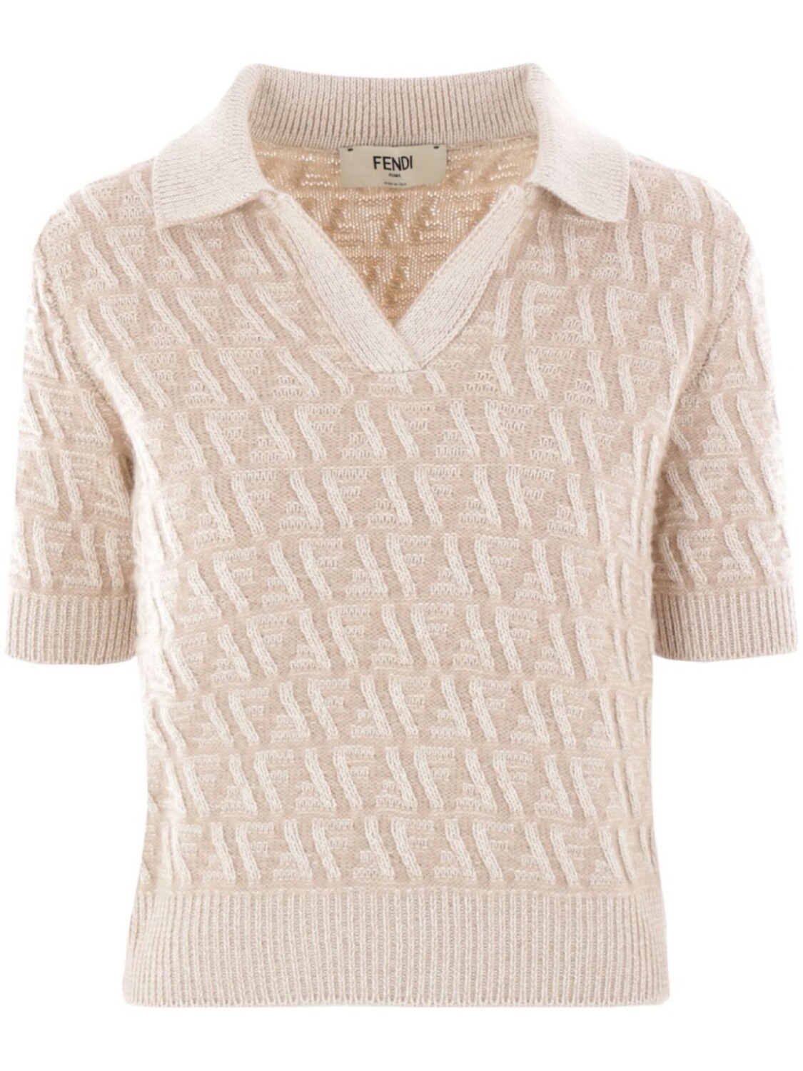 

Поло с вышивкой FF FENDI, нейтральный цвет