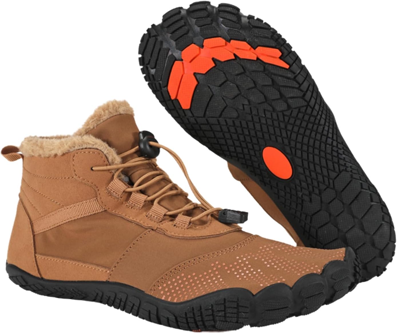 

Зимние ботинки для ходьбы для женщин и мужчин, водонепроницаемые и противоскользящие, снежные ботинки, с мягкой защитой носка Generic, коричневый