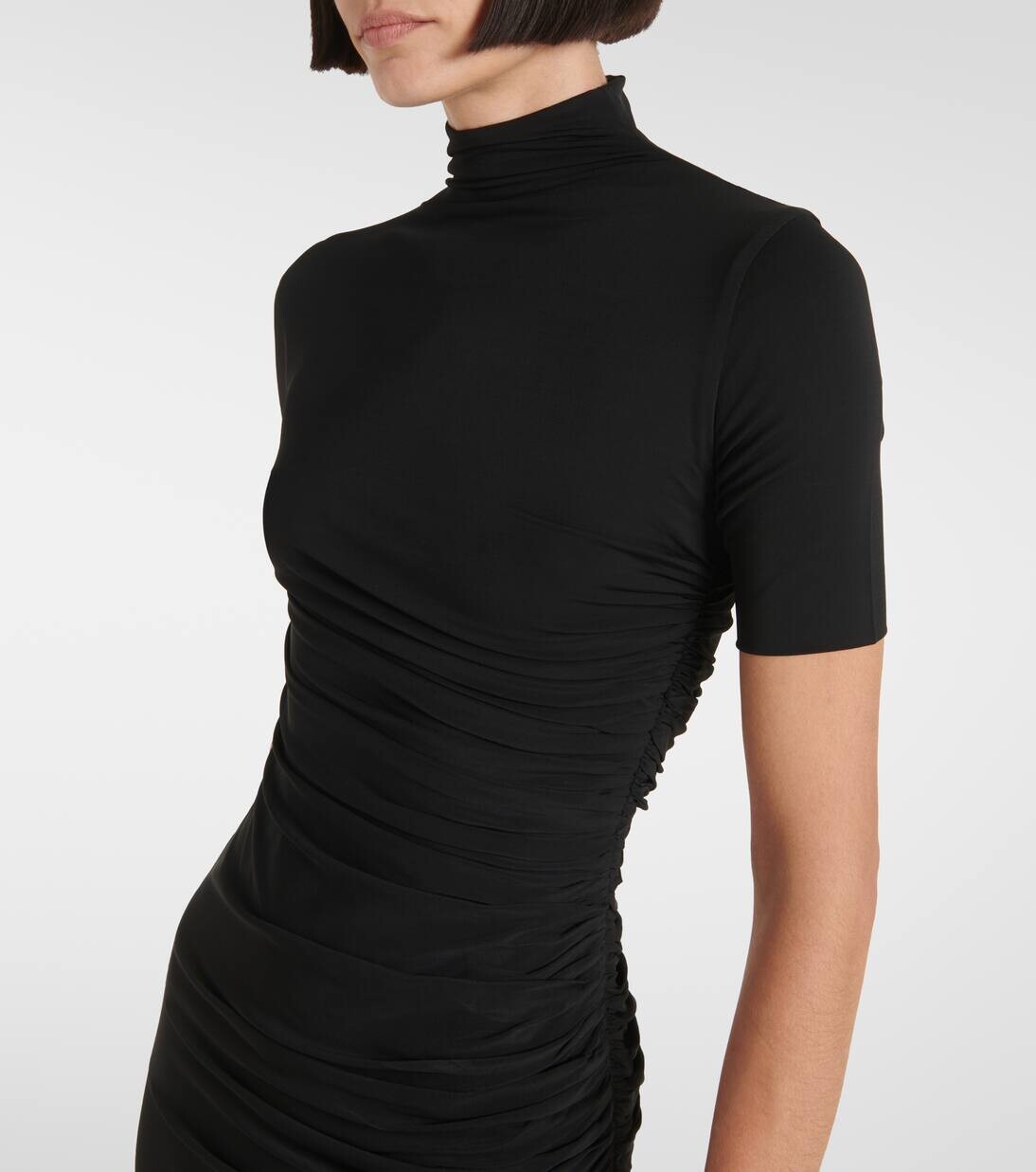 Платье миди асимметричного кроя с драпировкой Alaïa, цвет noir alaia — фото 4