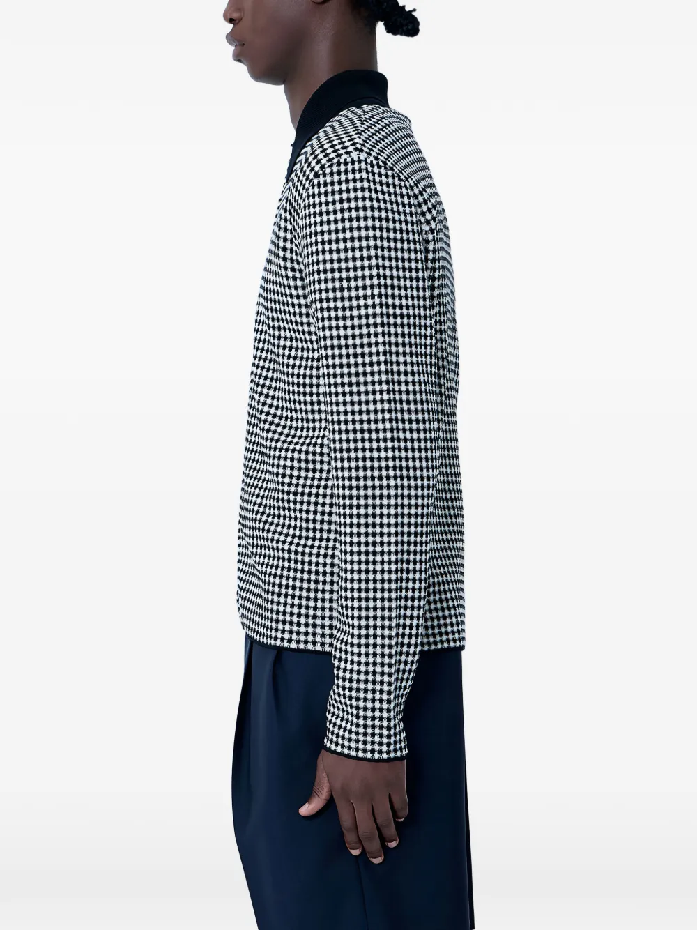 Поло на молнии с узором "гусиная лапка" Jil Sander, белый — фото 2