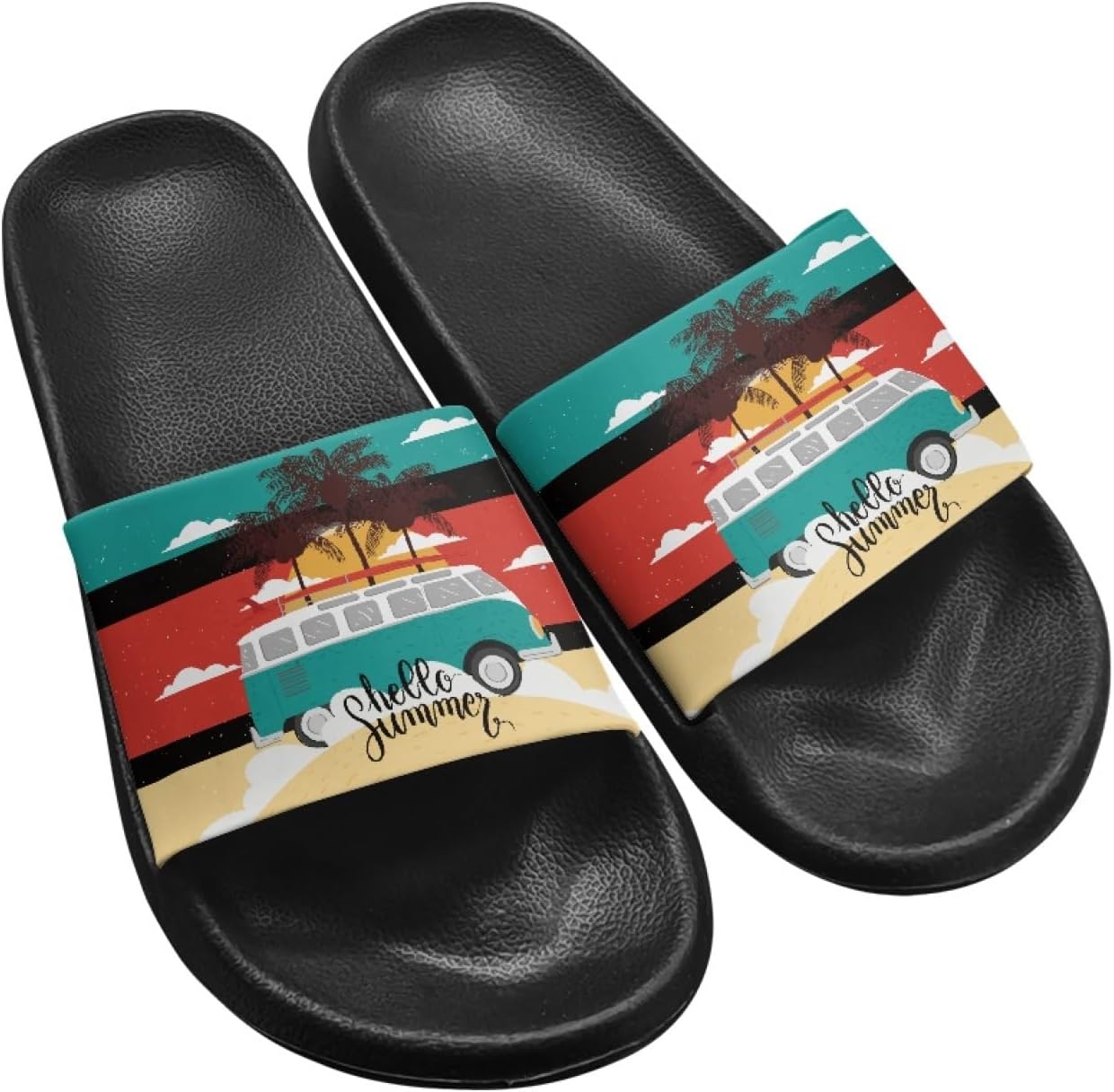 

Сандалии Micoklinlin для женщин и мужчин, милые резиновые шлепанцы-слипоны, модные тапочки для душа, йоги, бассейна и пляжа, водонепроницаемые, Summer Seaside Cars