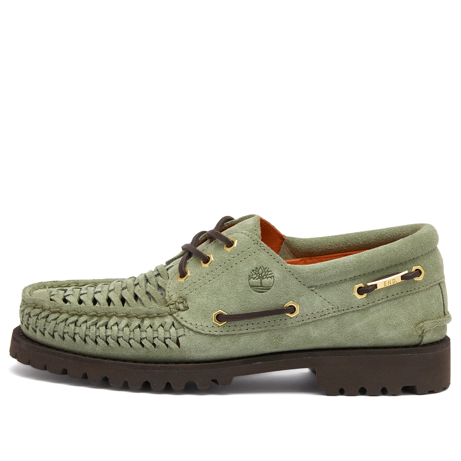 

Туфли броги End. X Timberland Authentic 3 Eye Boat Shoe, цвет Light Green Suede