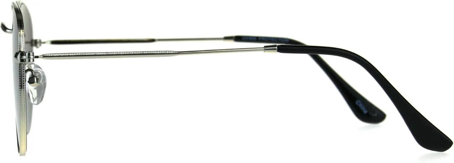 

Дизайнерские модные солнцезащитные очки PASTL с тонкими металлическими шестиугольными зеркальными линзами и защитой от УФ-излучения UV 400, Silver (Silver Mirror)