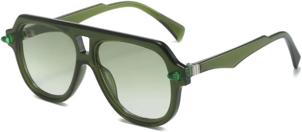 

Мужские солнцезащитные очки в стиле ретро с двойной перемычкой, защита от УФ-излучения UV400, модные градиентные очки, трендовые женские очки с заклепками, оранжевые UUPTTPL, Green Green Gradient