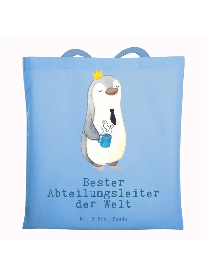 

Сумка для переноски Mr & Mrs Panda Pinguin Bester Abteilungsleiter der, небесно-синий