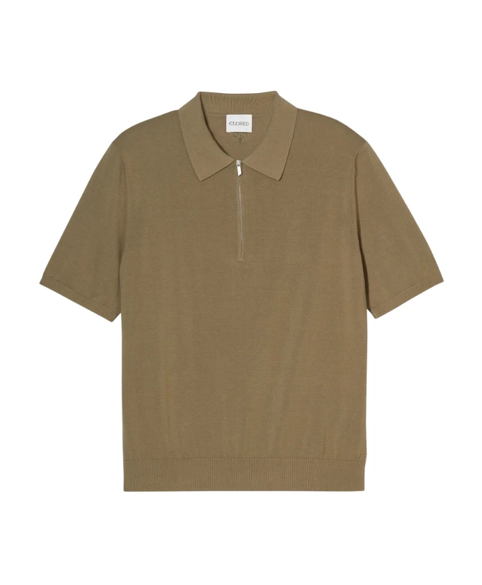 

Поло с короткими рукавами и застежкой-молнией, с вышитым логотипом. Closed, зеленый