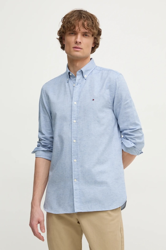 

Рубашка с добавлением льна Tommy Hilfiger, синий