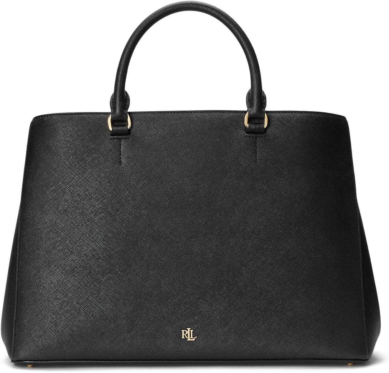 

Большая кожаная сумка-портфель Hanna Crosshatch LAUREN Ralph Lauren, черный