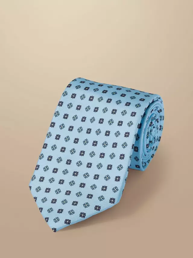 

Галстук Charles Tyrwhitt Floral Pattern Silk, цвет ice/blue