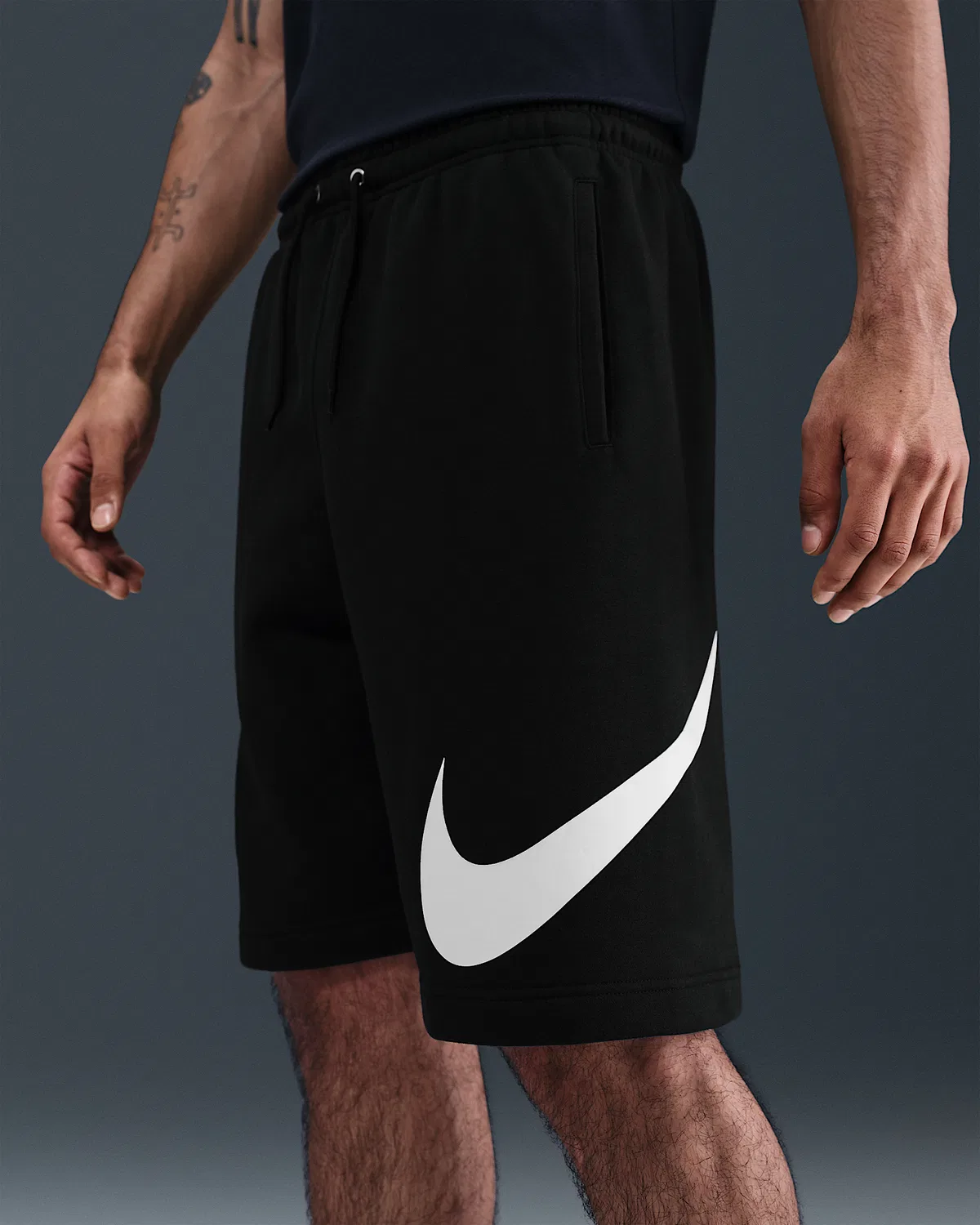 Мужские флисовые шорты Nike Club, Black/Black/White — фото 2