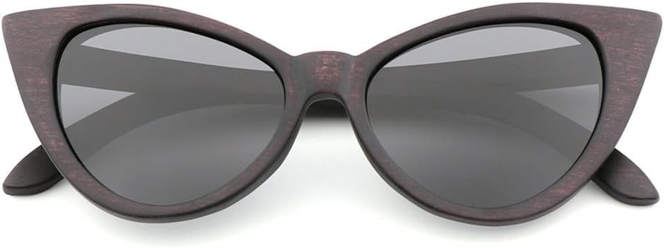 

Черные солнцезащитные очки «Кошачий глаз» из бамбукового дерева с поляризованными линзами для мужчин и женщин, винтажные солнцезащитные очки с градиентными линзами и защитой от УФ-излучения UV400 UJNHGQ, Black Lens With Case