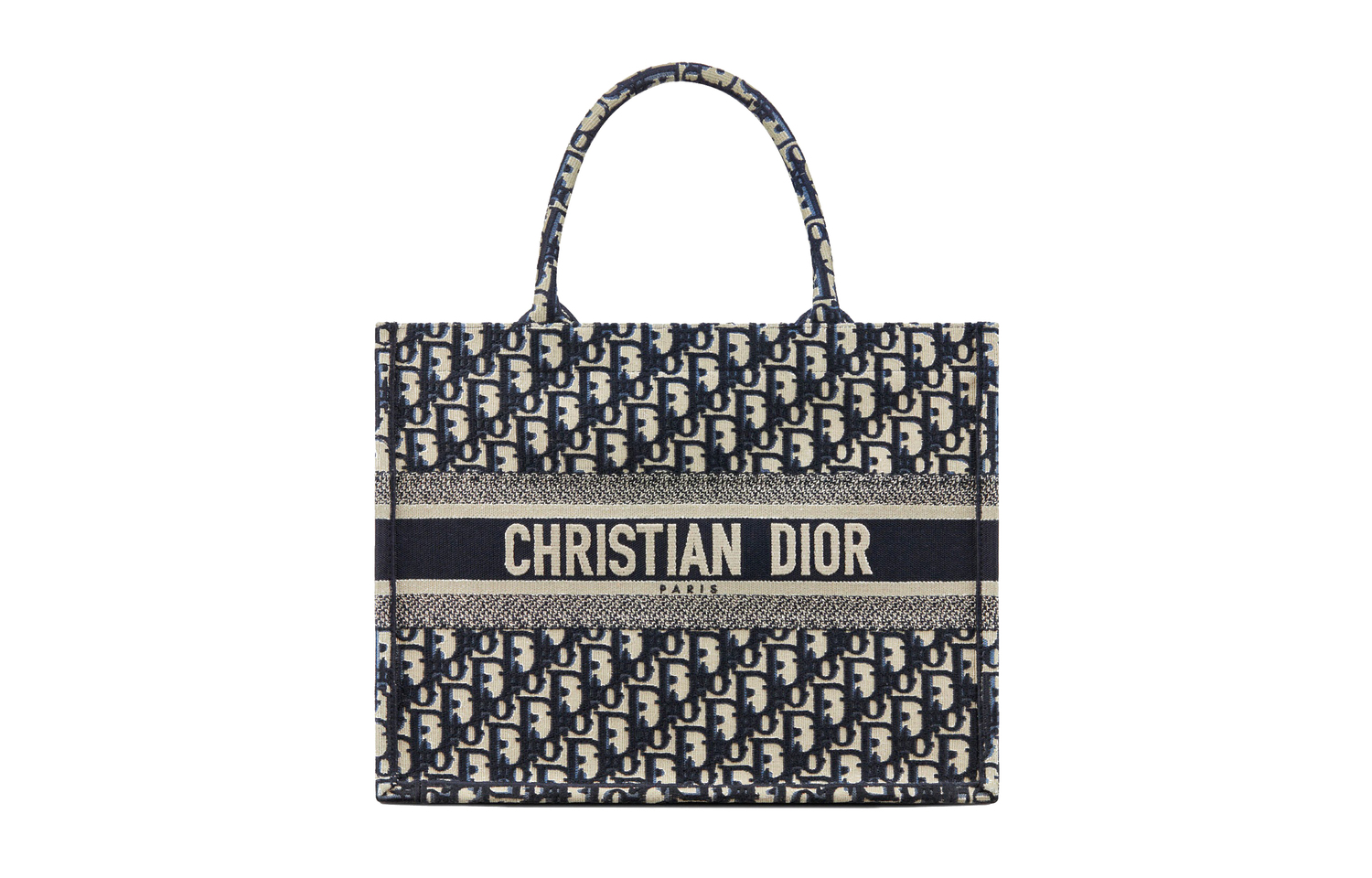 

DIOR Средняя сумка-шопер с бежевой и синей косой вышивкой