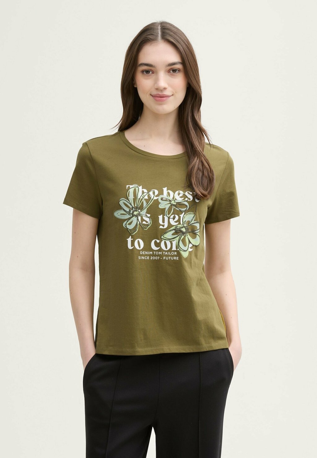 

Базовая футболка DENIM T-SHIRT TOM TAILOR DENIM, оливковый