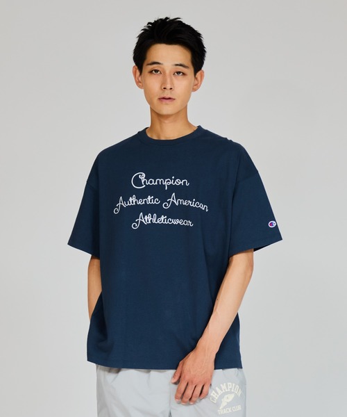 

Мужская футболка с коротким рукавом, повседневная Champion, темно-синий