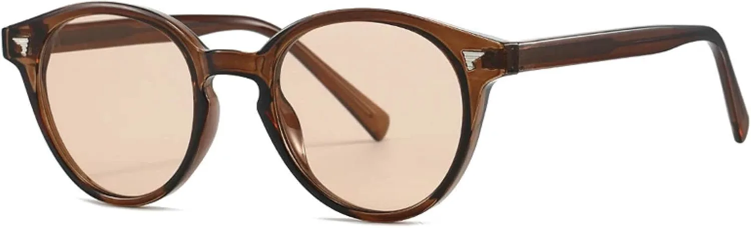 

Солнцезащитные очки с защитой от УФ-излучения UV400 для женщин и мужчин | Круглые панк-заклепки | для занятий спортом на открытом воздухе DSVIGF, Brown Champagne