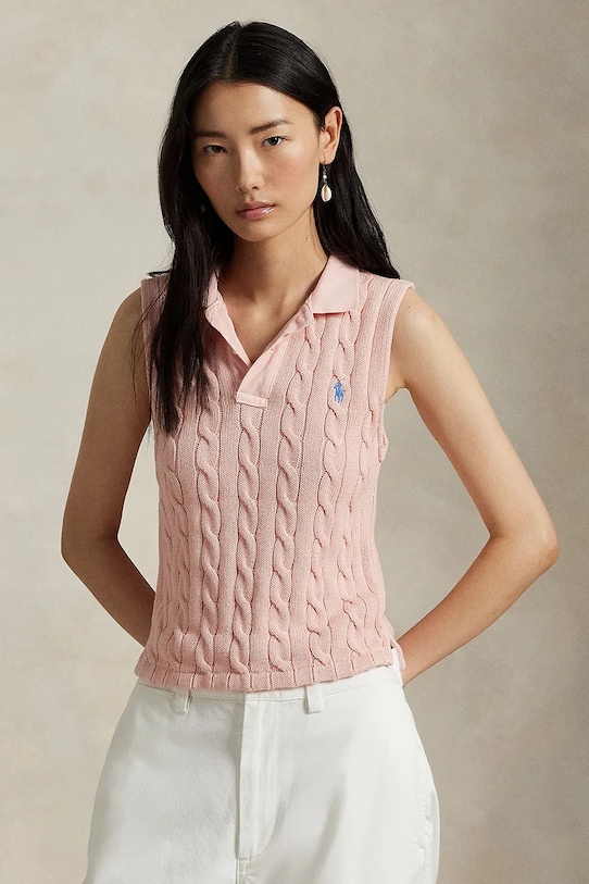 

Хлопковая жилетка Polo Ralph Lauren, розовый