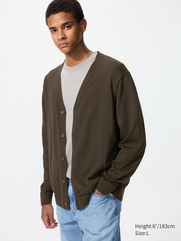 

Трикотажный кардиган с V-вырезом Uniqlo, 38 dark brown