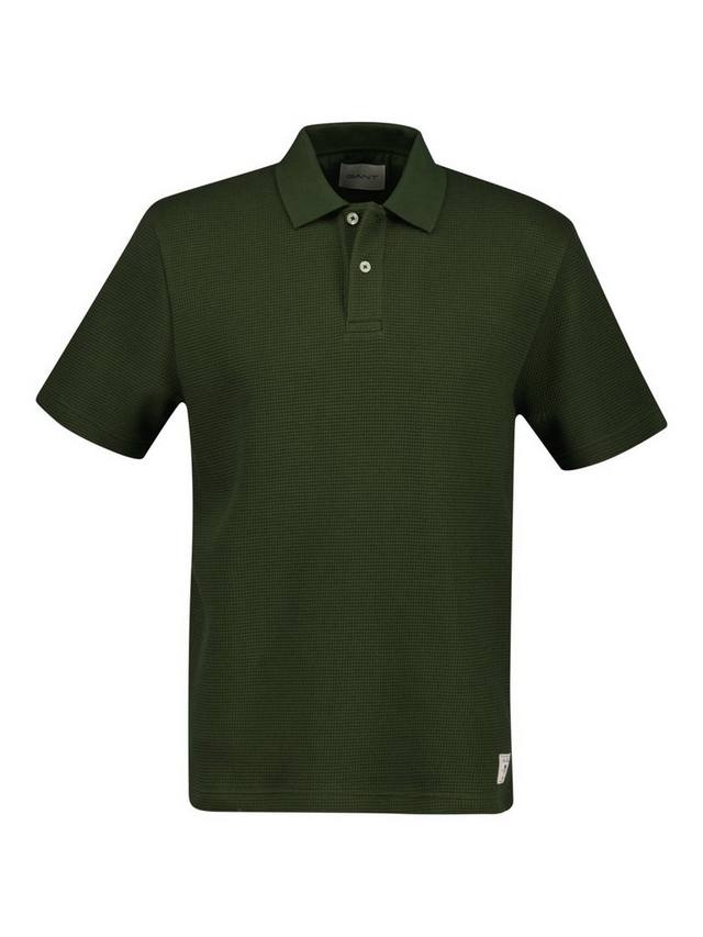 

Короткий рукав поло из хлопковой смеси с вафельной текстурой GANT, Country Green