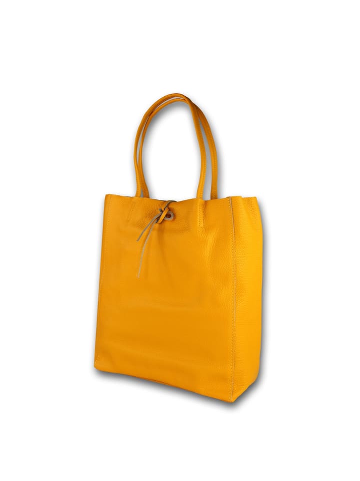 

Кожаная сумка-шоппер, наплечная сумка Toscanto, желтая, примерно 30 см