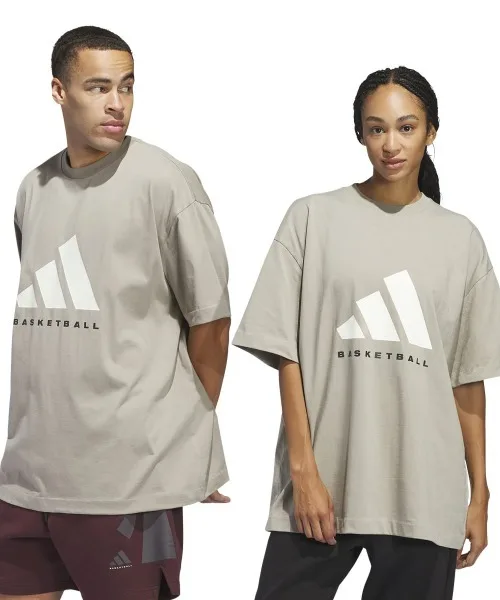 Унисекс футболка adidas Basketball с логотипом adidas бежевый