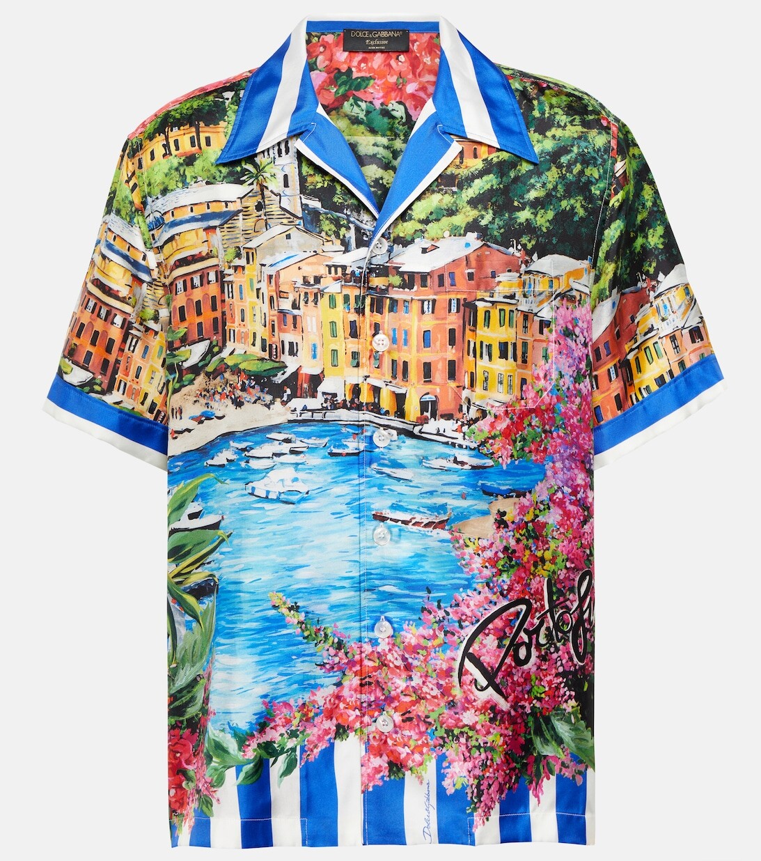 

Шелковая рубашка с принтом Portofino DOLCE&GABBANA, разноцветный