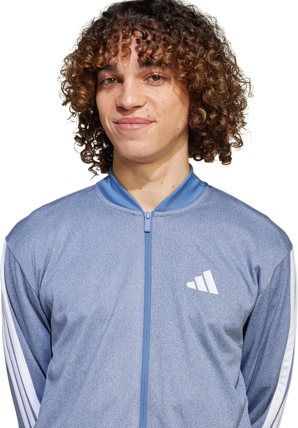 Мужская трикотажная куртка с застежкой-молнией adidas, темно-синий меланж — фото 3