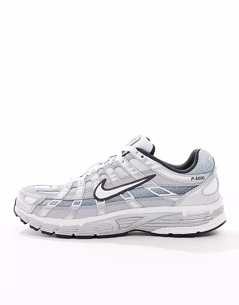 Кроссовки унисекс P-6000 белого и серебристого цветов Nike — фото 2