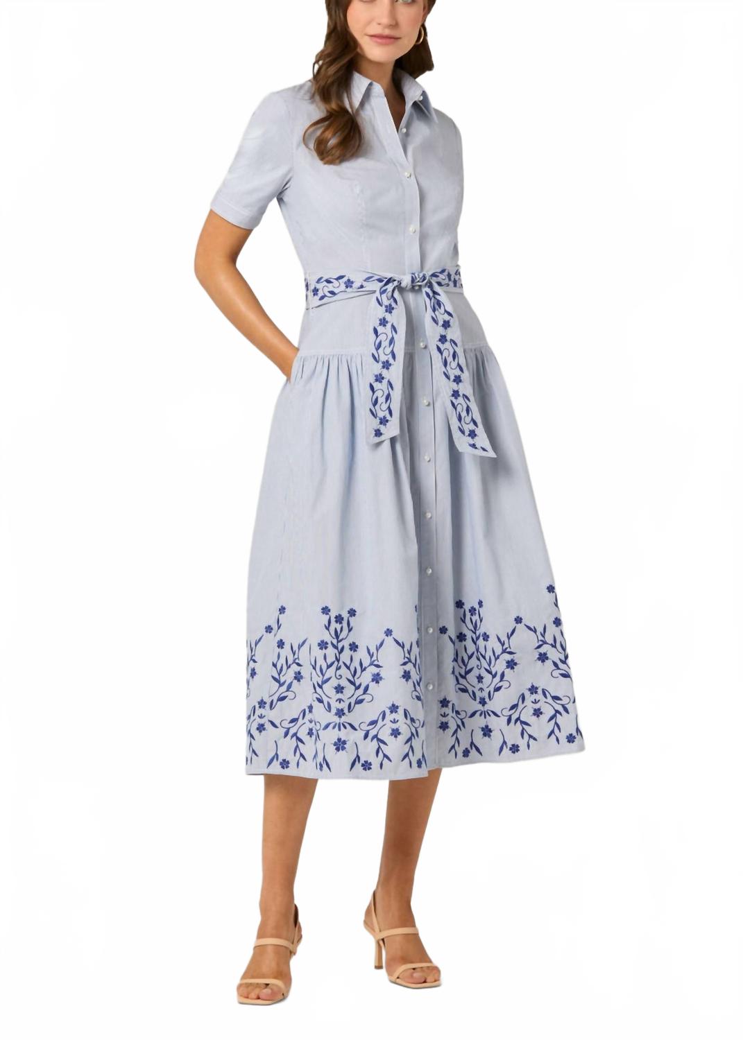 

Платье Finley в цвете светло-голубой/слоновой кости/темно-синий Shoshanna, Light Blue/Ivory/Navy