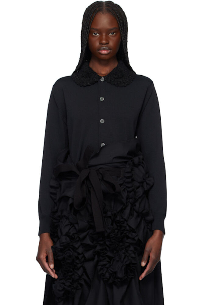 

Черный кардиган из полиэстерового джерси с воротником-стойкой Tao Comme Des Garçons