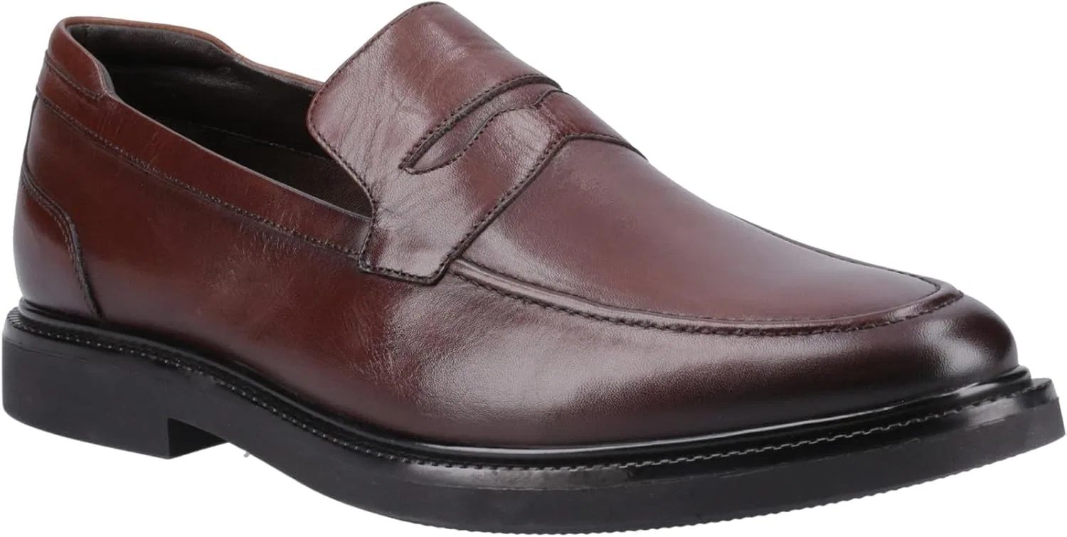 Мужские кожаные лоферы Hush Puppies Knox шоколадного цвета — фото 3