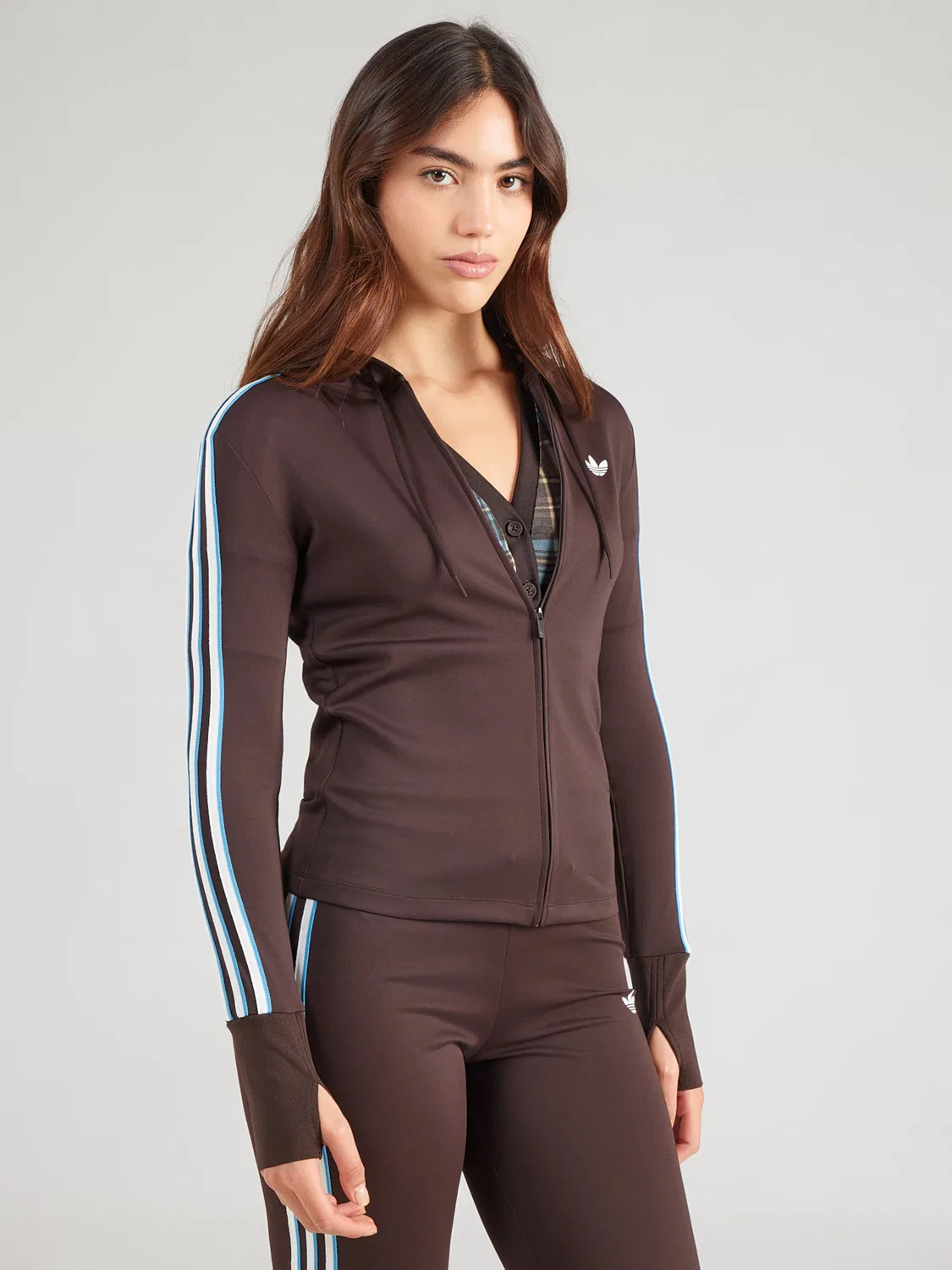 Худи на молнии Adidas Originals Trefoil, коричневый — фото 4