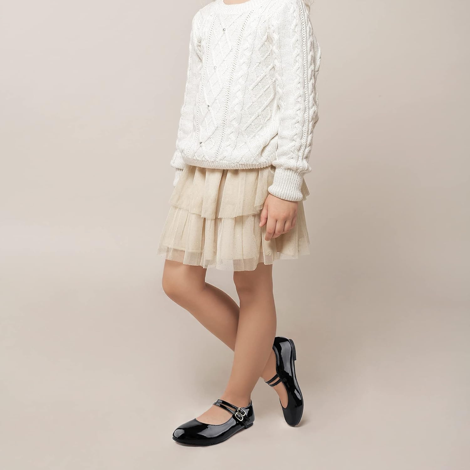 Детские туфли MIXIN для девочек Mary Jane Балетки для девочек на каждый день Праздничные туфли для школы и свадьбы, черный — фото 3