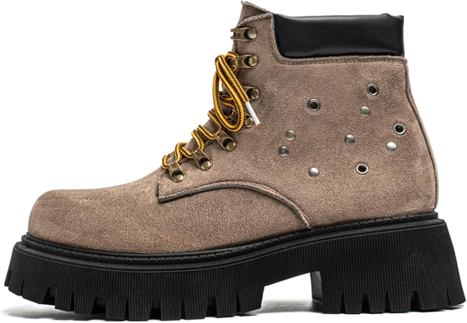 

Мужские замшевые ботинки Kelibasi с массивной резиновой подошвой и металлическими заклепками, разноцветные вощеные ботинки на шнуровке до щиколотки для походов на природу и повседневного уличного стиля