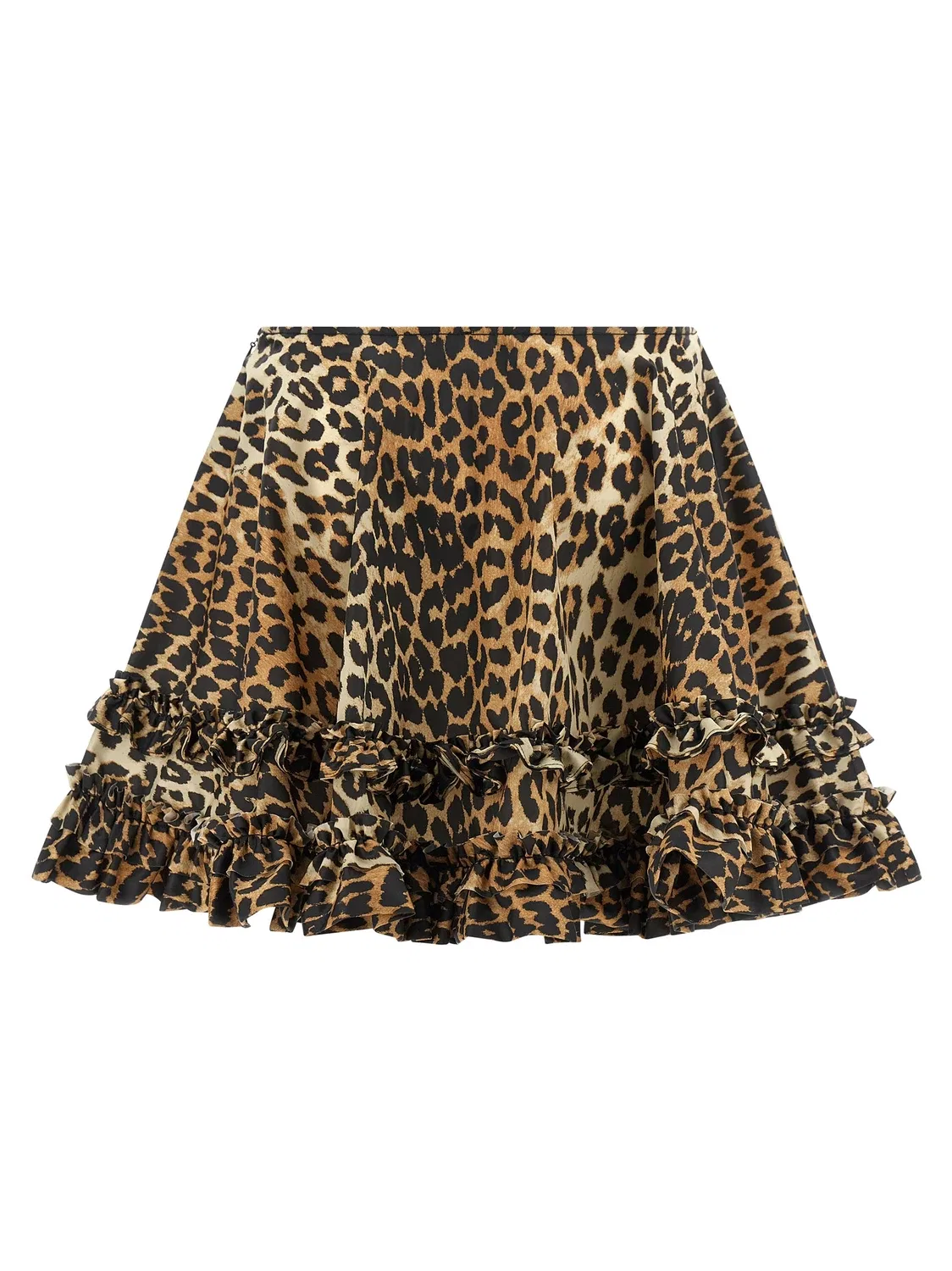 Юбка «Leopard Duchesse Nylon Mini Frill» GANNI, коричневый — фото 2