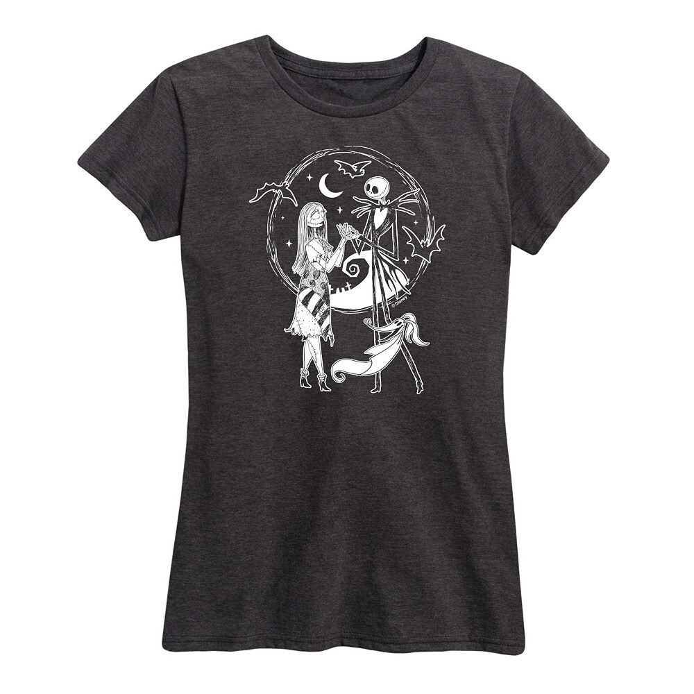 

Женская футболка Disney's Nightmare Before Christmas с рисунком Jack Sally Zero, цвет Charcoal Gray