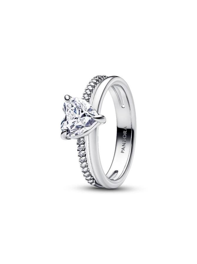 

Кольцо Pandora Double Band Heart Ring, стерлинговое серебро