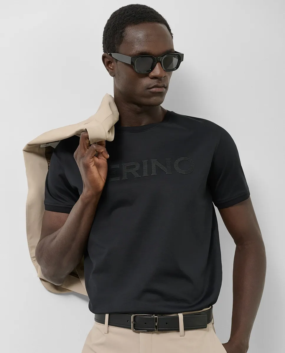 

Мужская футболка с коротким рукавом и тисненым логотипом на груди Roberto Verino, черный