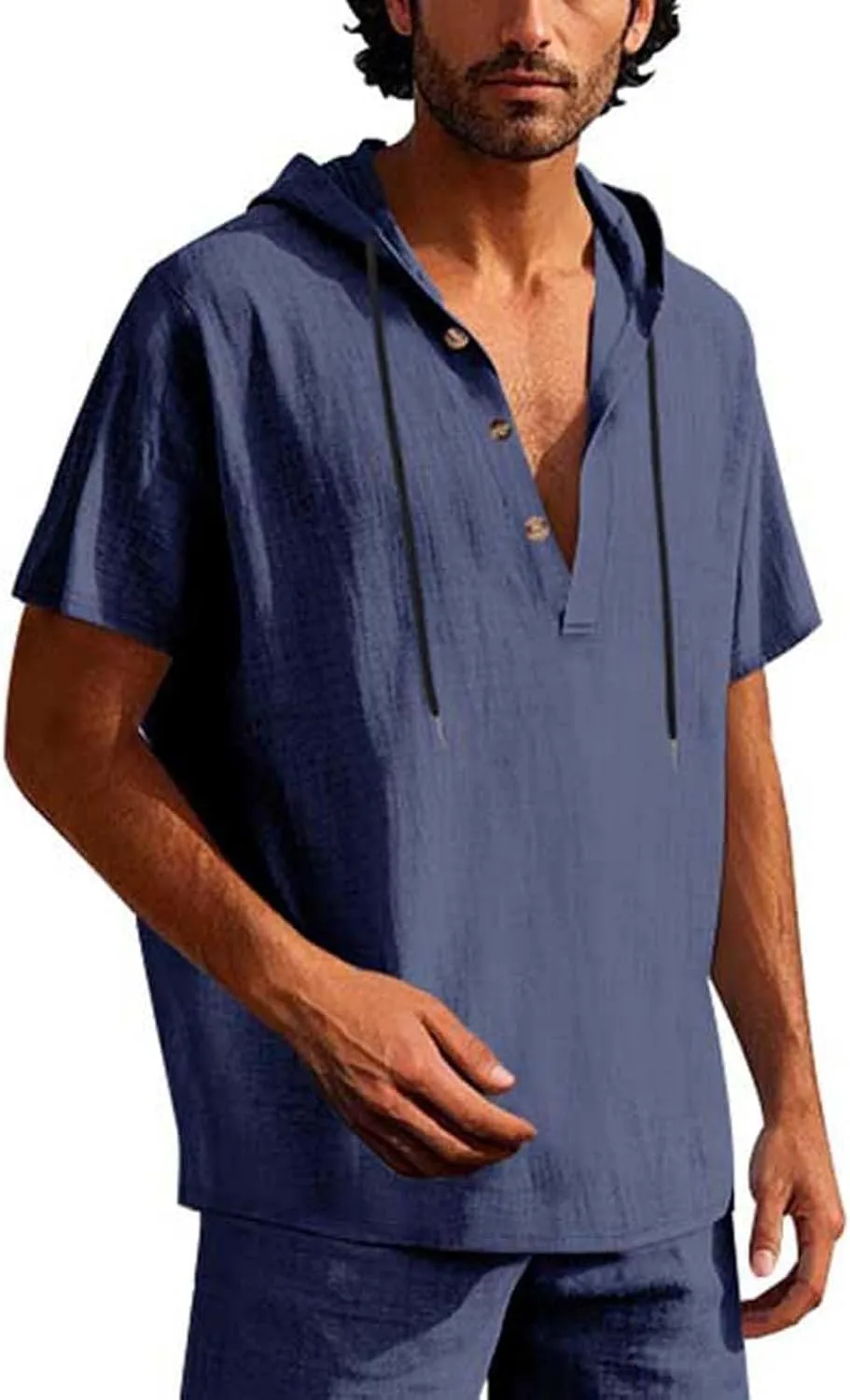 

Пледированный худи с капюшоном для мужчин, летний, из льна