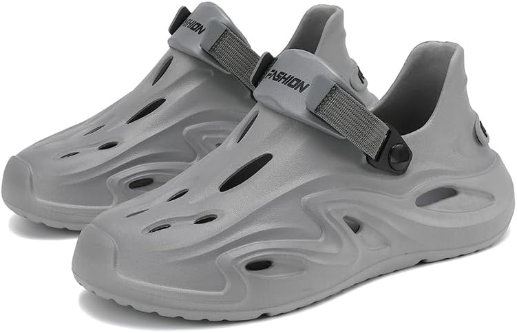 

Мужские садовые сабо Взрослые мюли Спортивные сандалии для улицы Летние водные пляжные туфли Повседневные удобные модные дышащие тапочки Легкие Miluoluo, серый