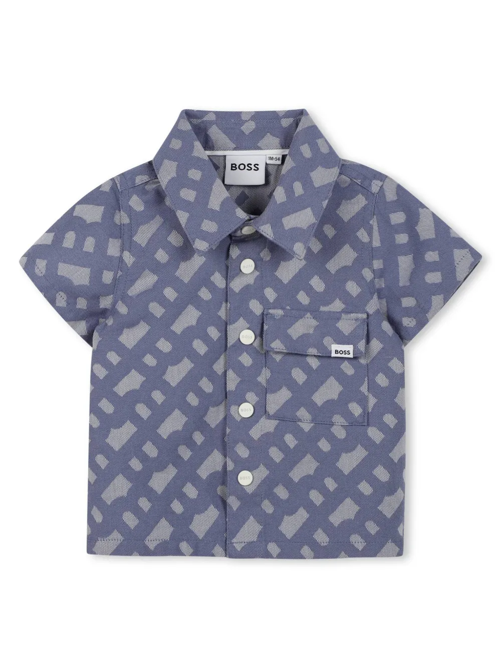 

Комплект из рубашки и шортов с монограммой BOSS Kidswear, синий