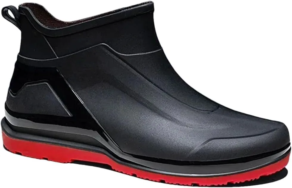 

Мужские короткие резиновые сапоги Wjnvfioo, прочные водонепроницаемые антискользящие резиновые ботинки для рыбалки и активного отдыха на улице, красный