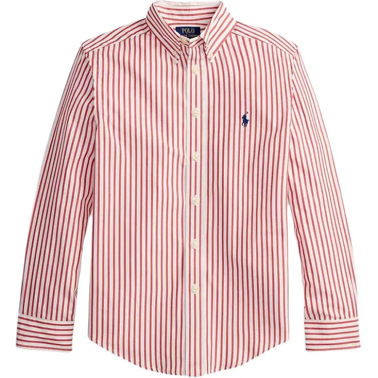 Детская повседневная рубашка Polo Ralph Lauren с воротником, красная/белая