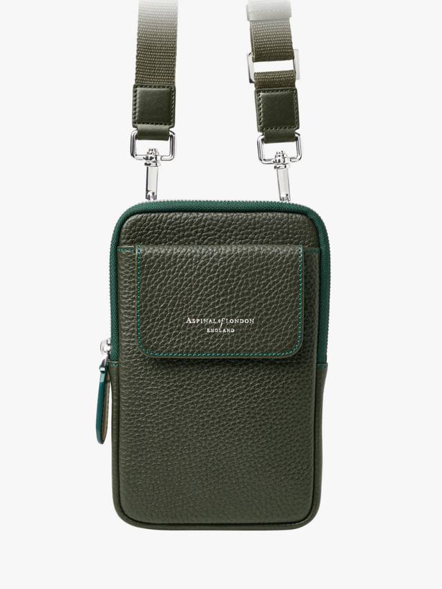 

Репортерский кожаный кроссбоди Pebble для телефона Aspinal of London, Forest Green