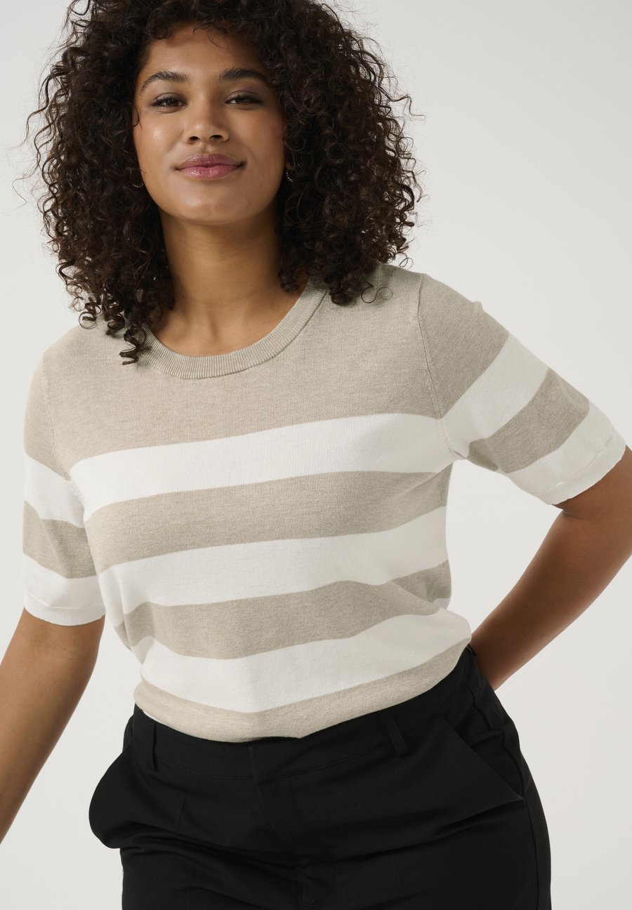 

Футболка Kaffe Curve STRIPED, Chalk Feather Grey Bold Stripe/Off-White, Белый, Футболка Kaffe Curve STRIPED, Chalk Feather Grey Bold Stripe/Off-White