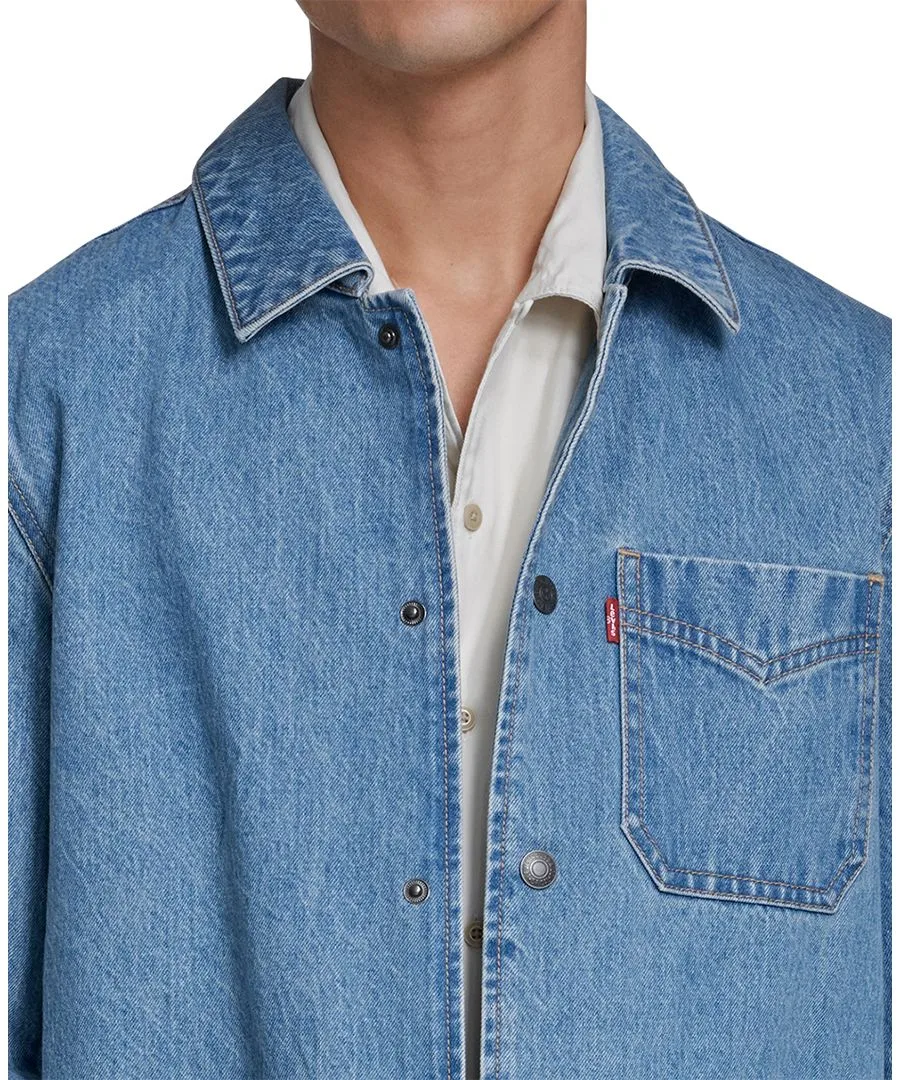 Мужская джинсовая куртка с тремя карманами и молнией Levi's, светлый-wash denim — фото 2