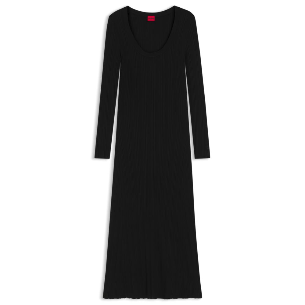 

Облегающее миди-платье из ребристого крепа HUGO, черный