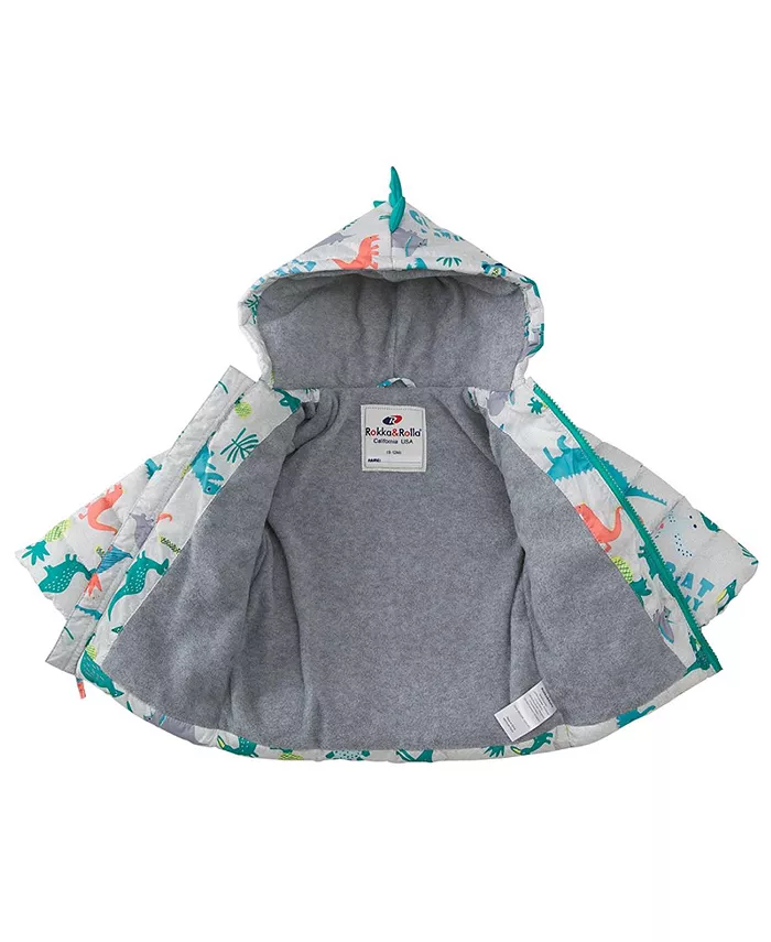 Детская утепленная куртка с капюшоном для мальчиков Baby Fleece Rokka&Rolla, серый — фото 4