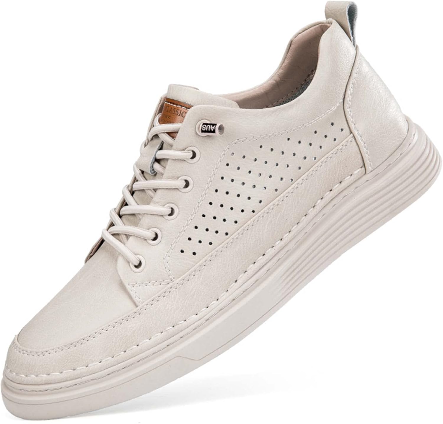 

Мужские невидимые ботинки CERYTHRINA для увеличения роста на 6 см, повседневные кроссовки с комфортом, кожаные скелетные туфли, бежевый